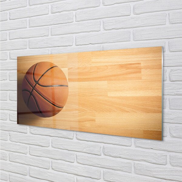 Quadro vetro Pallacanestro sul pavimento 100x50 cm 2 appendini