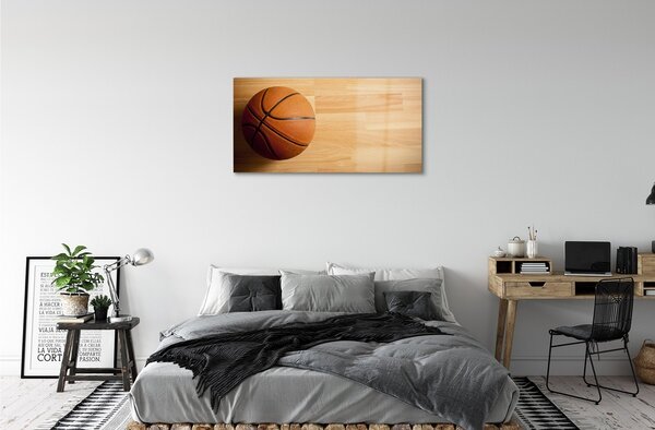 Quadro vetro Pallacanestro sul pavimento 100x50 cm 2 appendini