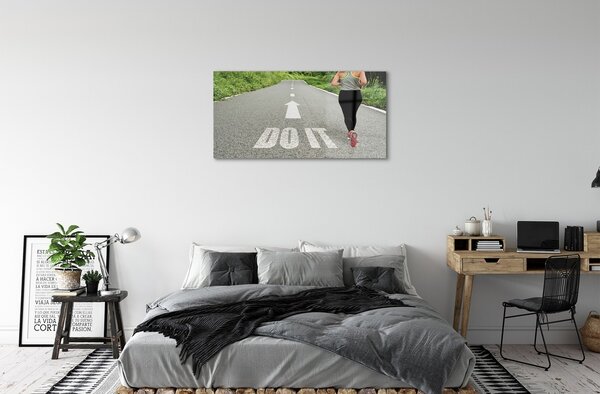 Quadro su vetro Corsa su strada per donne 100x50 cm 2 appendini