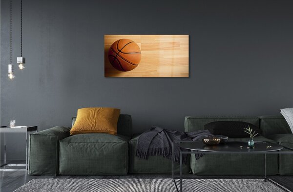 Quadro vetro Pallacanestro sul pavimento 100x50 cm 2 appendini
