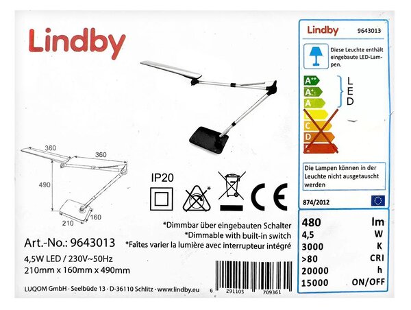 Lindby - Lampada da tavolo touch dimmerabile a LED FELIPE LED/4,5W/230V