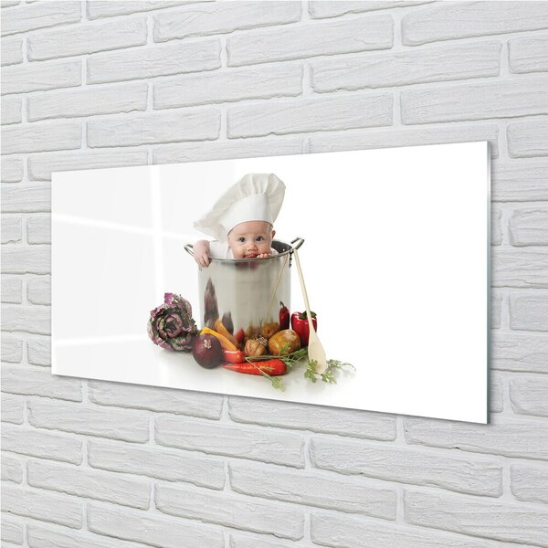 Quadro vetro Pentola a cucchiaio per bambini 100x50 cm 2 appendini