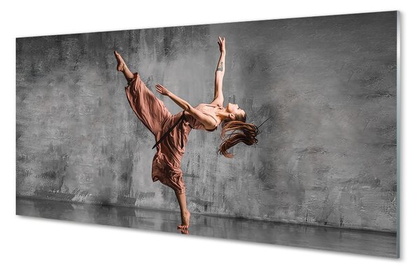 Quadro vetro Donna capelli lunghi danza 100x50 cm 2 appendini