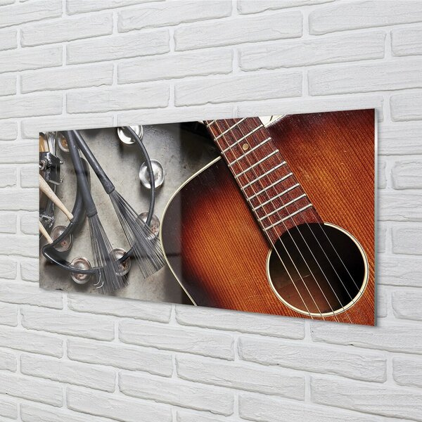 Quadro vetro Bastoncini per microfono da chitarra 100x50 cm 2 appendini