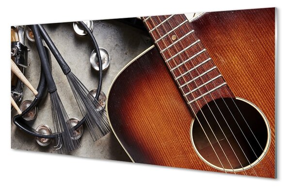 Quadro vetro Bastoncini per microfono da chitarra 100x50 cm 2 appendini