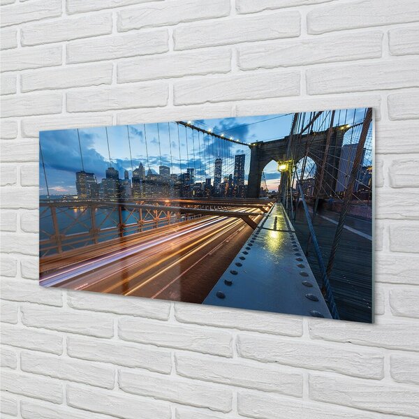 Quadro in vetro Grattacieli ponte fiume 100x50 cm 2 appendini