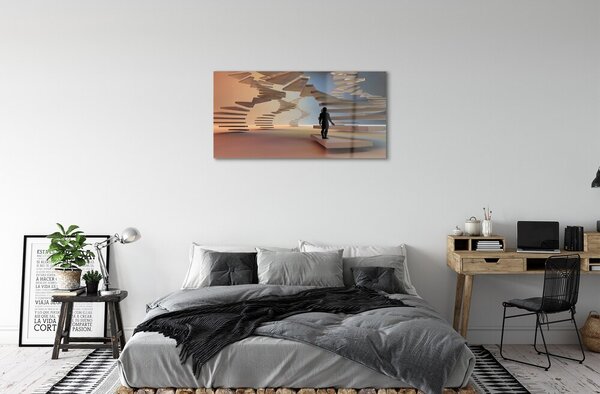 Quadro in vetro Scala 3d 100x50 cm 2 appendini