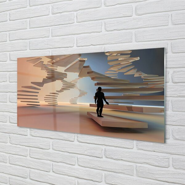 Quadro in vetro Scala 3d 100x50 cm 2 appendini