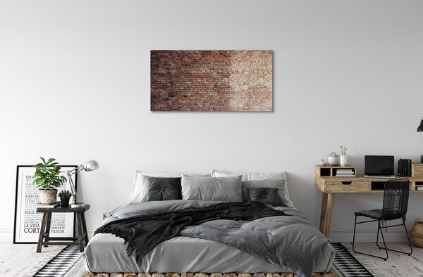 Quadro in vetro Muro di mattoni 100x50 cm 2 appendini