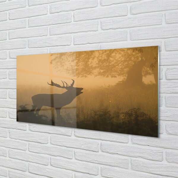 Quadro vetro Alba dei cervi 100x50 cm 2 appendini