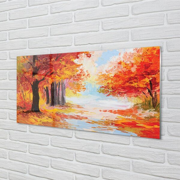 Quadro vetro Foglie d'autunno 100x50 cm 2 appendini