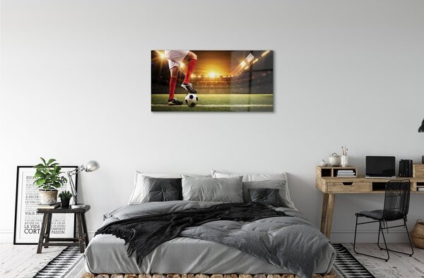 Quadro di vetro Gambe dello stadio di calcio 100x50 cm 2 appendini
