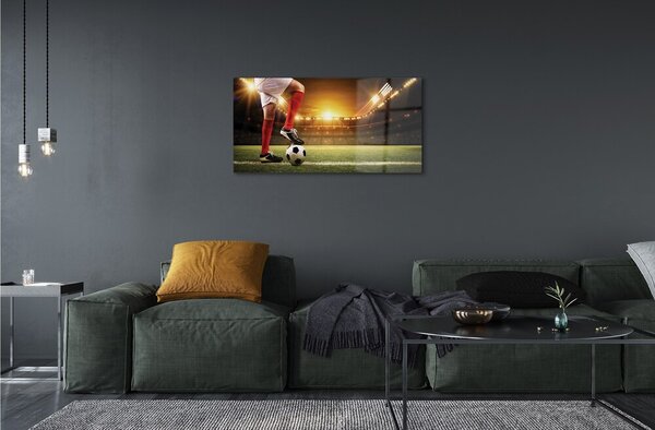 Quadro di vetro Gambe dello stadio di calcio 100x50 cm 2 appendini