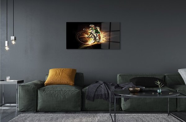 Quadro in vetro Bicicletta sfondo nero 100x50 cm 2 appendini