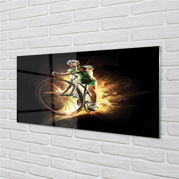 Quadro in vetro Bicicletta sfondo nero 100x50 cm 2 appendini