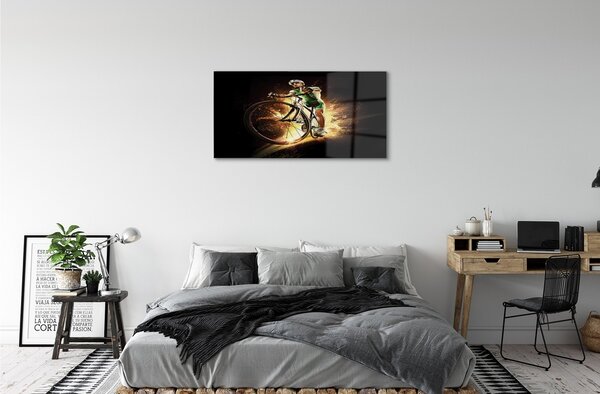 Quadro in vetro Bicicletta sfondo nero 100x50 cm 2 appendini