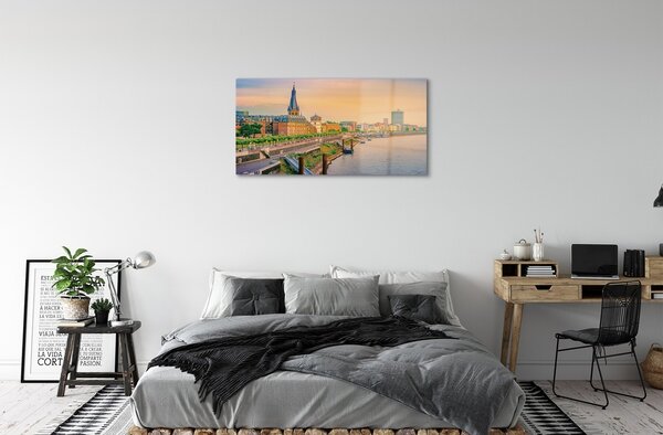 Quadro di vetro Germania alba del fiume 100x50 cm 2 appendini