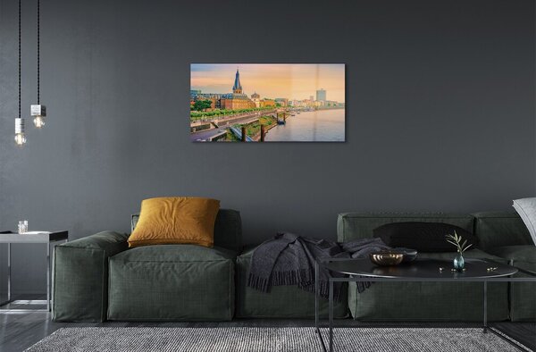 Quadro di vetro Germania alba del fiume 100x50 cm 2 appendini