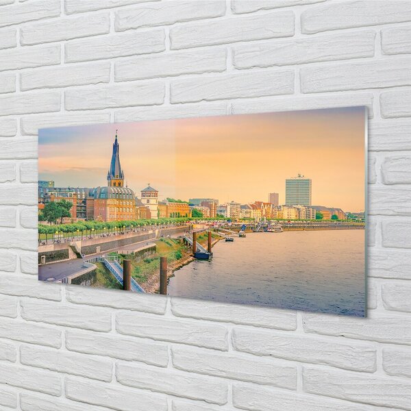 Quadro di vetro Germania alba del fiume 100x50 cm 2 appendini