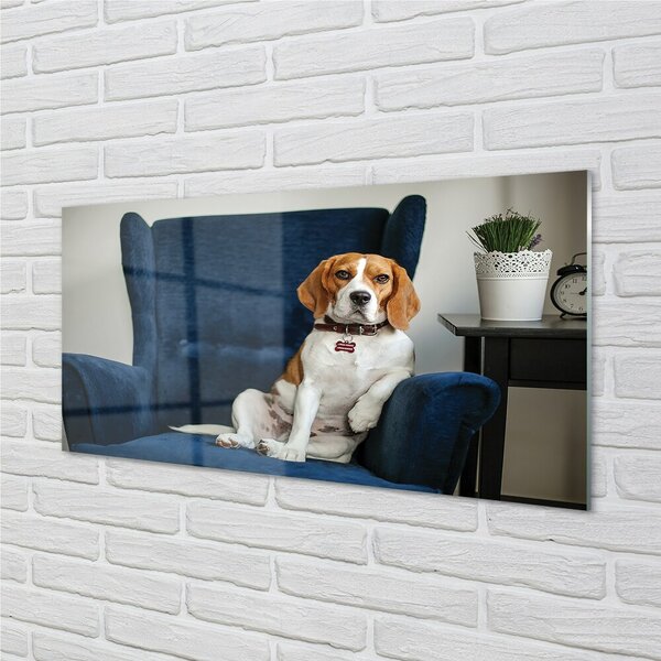 Quadro in vetro Cane seduto 100x50 cm 2 appendini