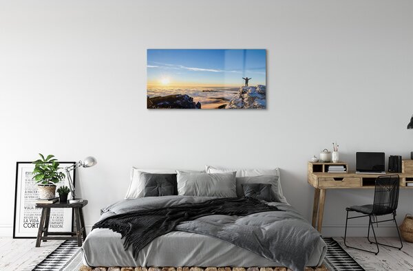 Quadro vetro Montagne uomo nuvole est 100x50 cm 2 appendini