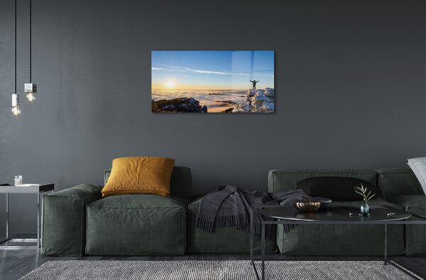 Quadro vetro Montagne uomo nuvole est 100x50 cm 2 appendini