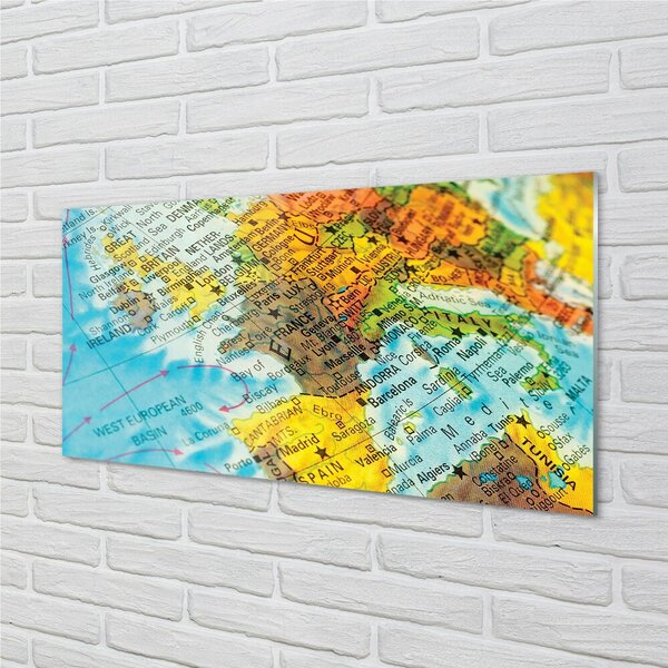 Quadro vetro Mappa del globo 100x50 cm 2 appendini