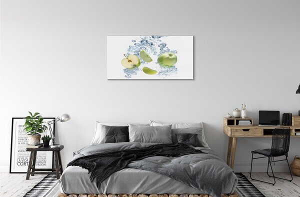 Quadro vetro Acqua mela a fette 100x50 cm 2 appendini