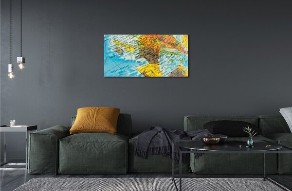 Quadro vetro Mappa del globo 100x50 cm 2 appendini