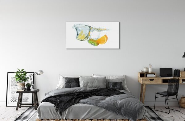 Quadro vetro Acqua kiwi arancia 100x50 cm 2 appendini