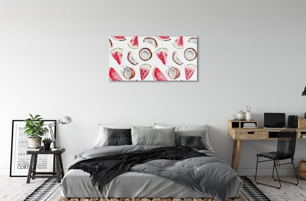 Quadro su vetro Anguria cocco 100x50 cm 2 appendini