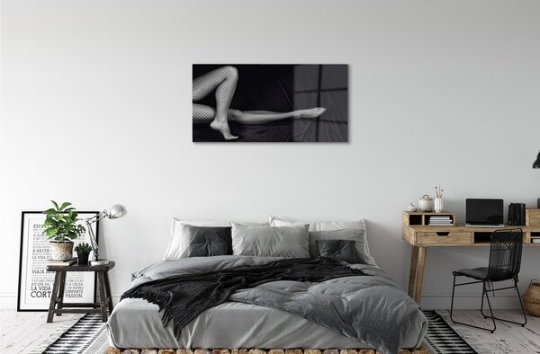 Quadro in vetro Gambe da cabaret in bianco e nero 100x50 cm 2 appendini