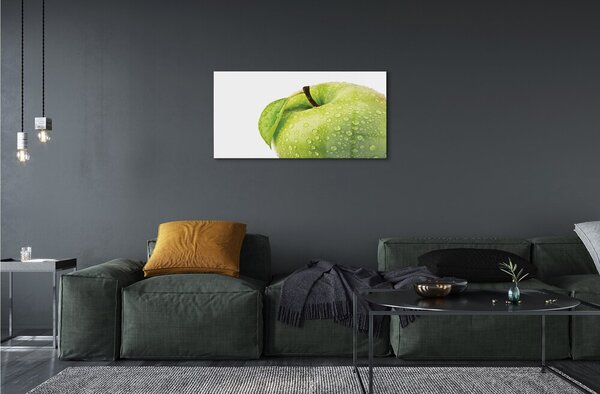 Quadro in vetro Gocce d'acqua verde mela 100x50 cm 2 appendini