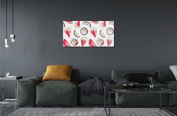 Quadro su vetro Anguria cocco 100x50 cm 2 appendini