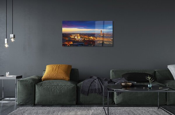 Quadro vetro Italia ponti notturni panoramici 100x50 cm 2 appendini