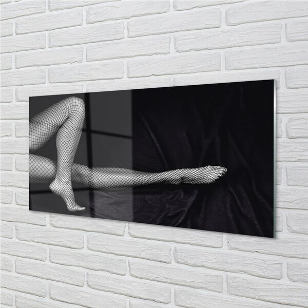 Quadro in vetro Gambe da cabaret in bianco e nero 100x50 cm 2 appendini