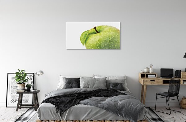 Quadro in vetro Gocce d'acqua verde mela 100x50 cm 2 appendini