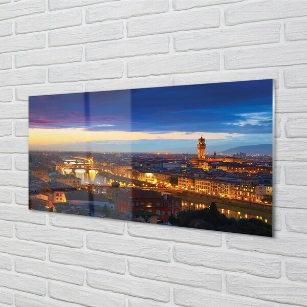 Quadro vetro Italia ponti notturni panoramici 100x50 cm 2 appendini
