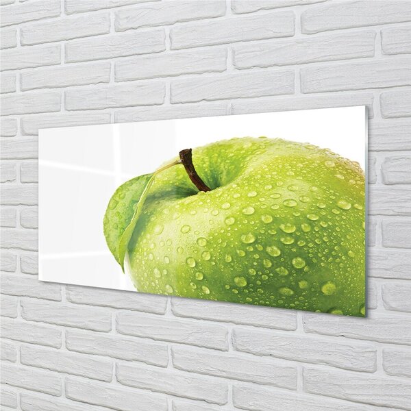 Quadro in vetro Gocce d'acqua verde mela 100x50 cm 2 appendini