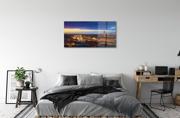 Quadro vetro Italia ponti notturni panoramici 100x50 cm 2 appendini