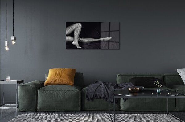 Quadro in vetro Gambe da cabaret in bianco e nero 100x50 cm 2 appendini