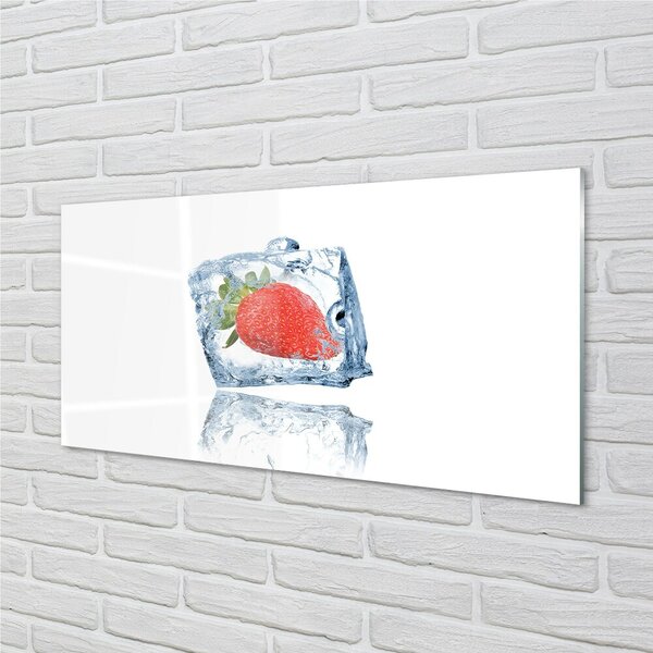 Quadro di vetro Cubetto di ghiaccio alla fragola 100x50 cm 2 appendini