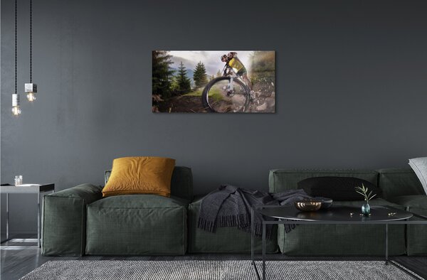 Quadro in vetro Mountain bike cloud 100x50 cm 2 appendini
