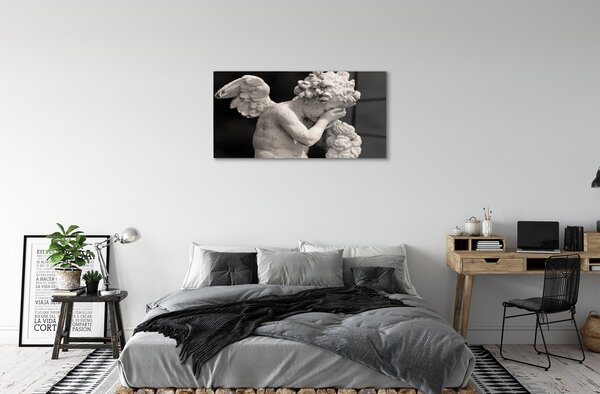 Quadro in vetro Angelo piangente 100x50 cm 2 appendini