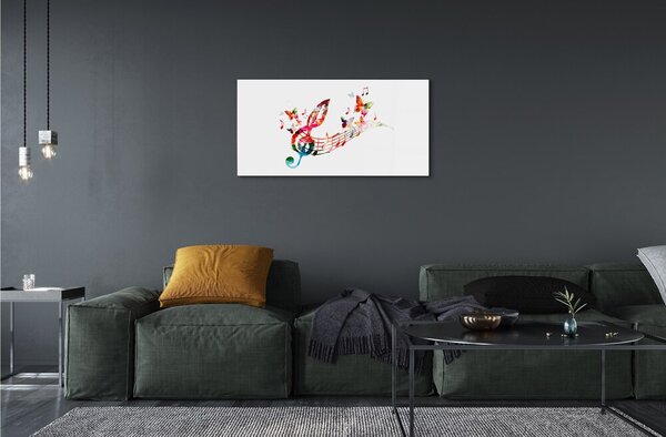 Quadro in vetro Note di farfalla colorate 100x50 cm 2 appendini