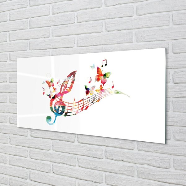 Quadro in vetro Note di farfalla colorate 100x50 cm 2 appendini