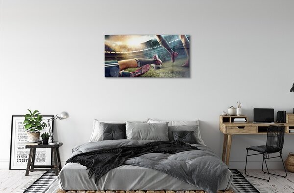 Quadro di vetro Ingorghi allo stadio del pallone 100x50 cm 2 appendini