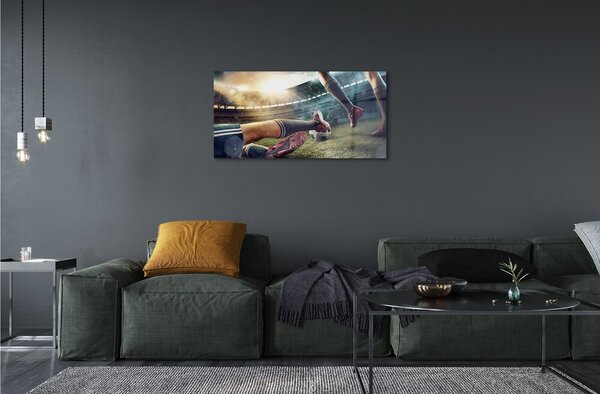 Quadro di vetro Ingorghi allo stadio del pallone 100x50 cm 2 appendini