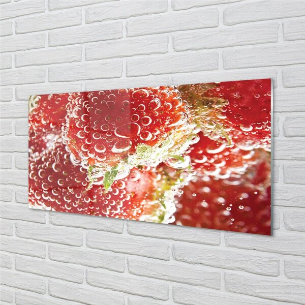 Quadro vetro Fragole bagnate 100x50 cm 2 appendini