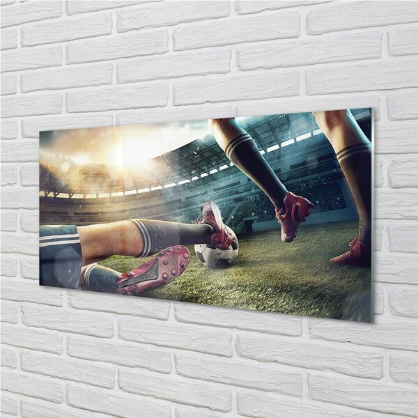 Quadro di vetro Ingorghi allo stadio del pallone 100x50 cm 2 appendini